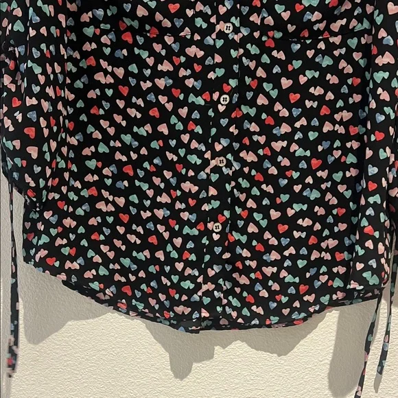 New York & Company Black Heart Print Blouse - Picture 4 of 8